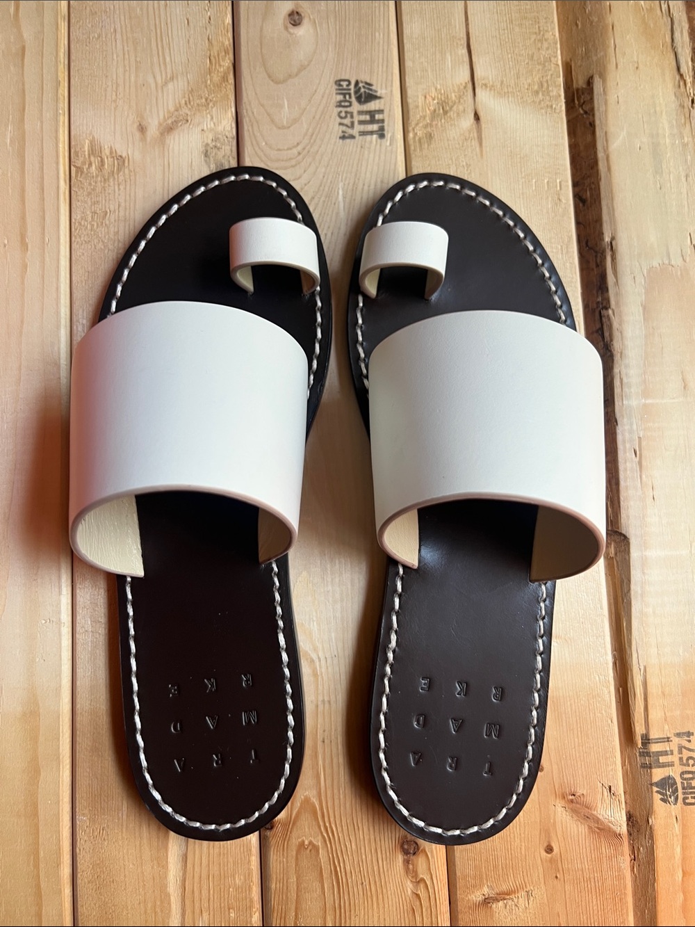Trademark Minimal White Wide-Band Slide Sandals for Women